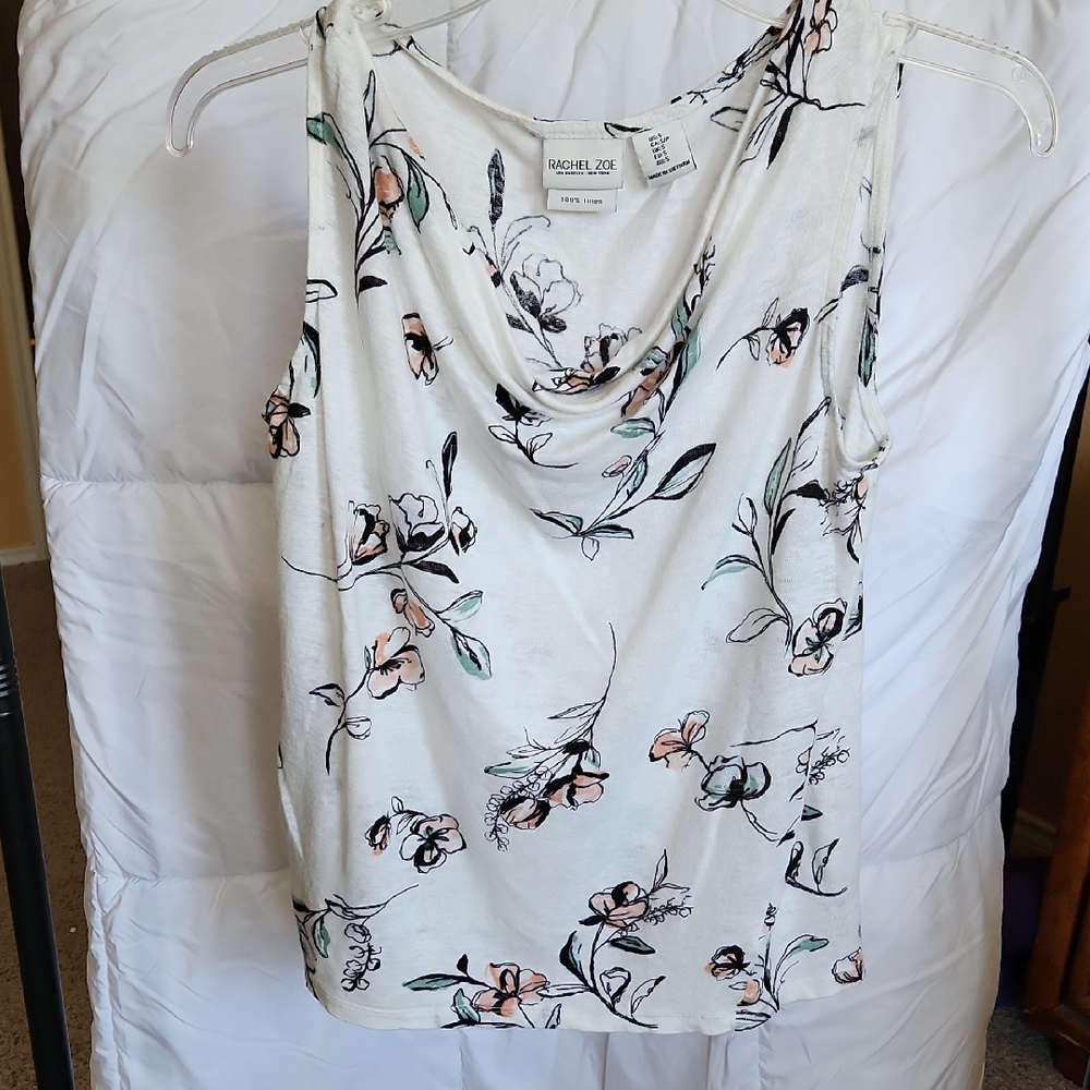 Rachel Zoe Draped Sleeveless Tank Top White and Black